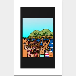 Group of diversity people on tropical beach island summer vacation Posters and Art